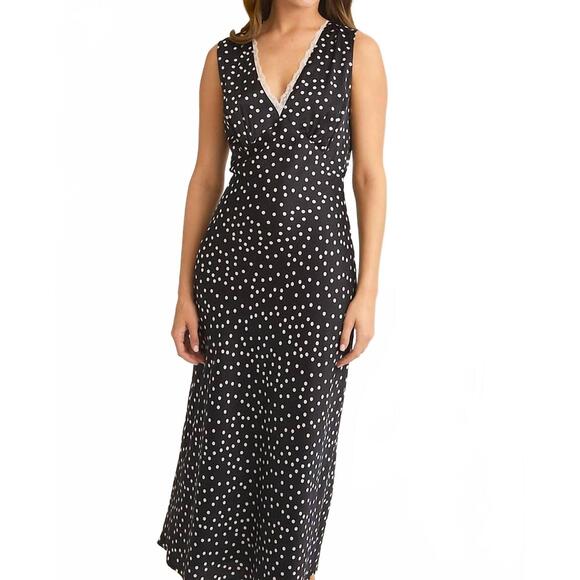 GILLI Dresses & Skirts - NEW GILLI v-neck sleeveless polka dot maxi dress in black/white